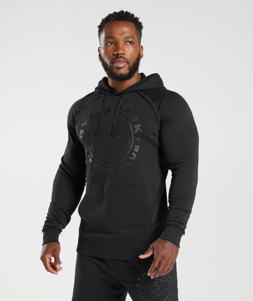 Bluzy Z Kapturem Gymshark Legacy Męskie Czarne | PL 164GDW